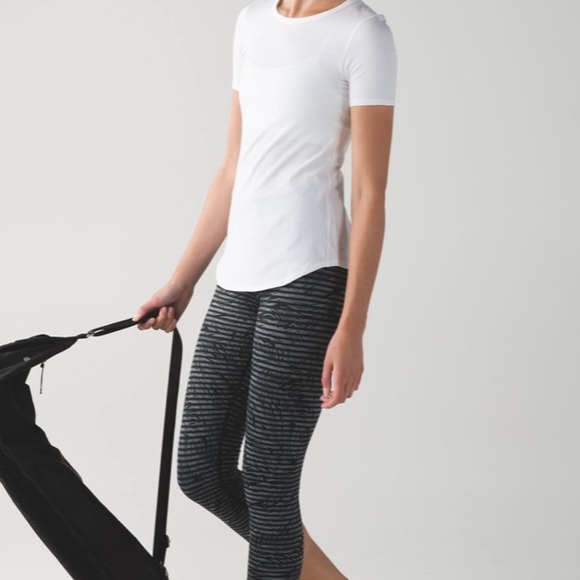 Lululemon Wunder Under Crop II *Full-On Luon (Roll Down) Stripe Play Slate Black - Picture 3 of 11